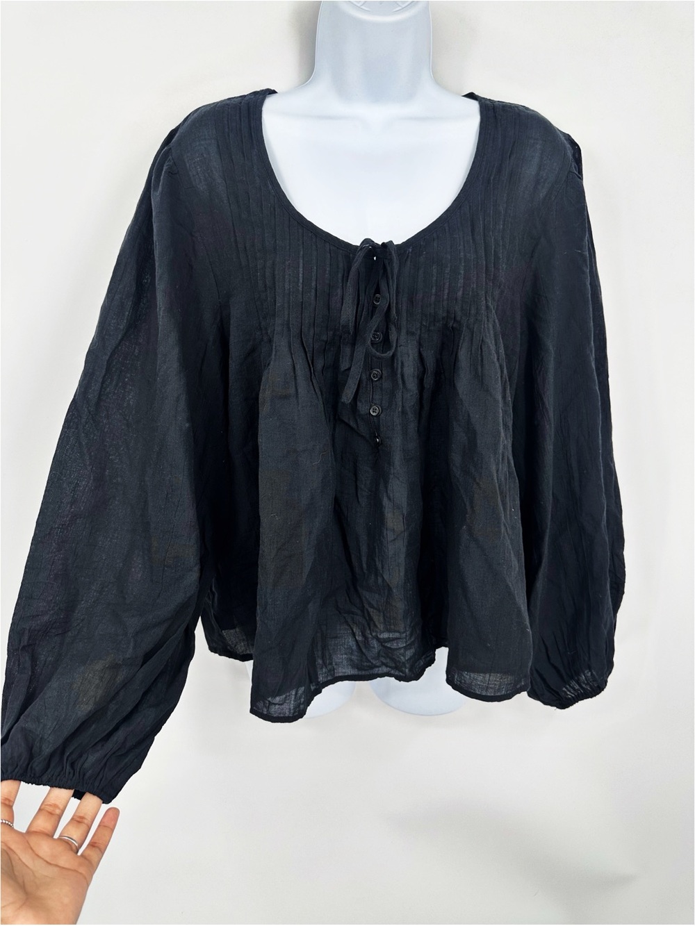 American Eagle Black Boho Blouse Size XL Goth Whimsical